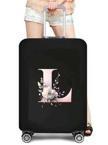 1 PC Letter Printed Suitcase Cover, Strong Elastic Suitcase Cover, Suitcase Protective Cover, Suitcase Dust Cover, Storage Suitcase Cover, Trolley Suitcase Cover Luggage Covers Suitcase Protective Cover For Holiday For Vacation  Travel Essentials Travel Accessories Bag For School School Accessories School Stuff