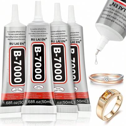 B-7000 Rhinestones Glue For Crafts, 50ML/110ML 3.7fl.Oz Clear B-7000 Super Jewelry Glue Transparent Industrial Adhesive For Fabric Cell Phones Jewelry Making Crystal Gem Tac Nail Art Stone Wood Glass