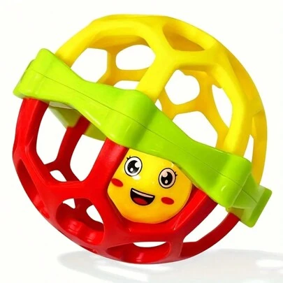 1pc 0-1 Year Old Baby's First Soft Rubber Ball Toy - Educational & Chewable, Promotes Early Learning & Fine Motor Skill Development, Great For Play, Infant Toy, 3-6 Months Baby Rattle Sensory Ball, Textured, Grab & Shake Sensory Toy, Suitable For Infant Toddler Toys