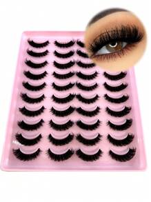 20 Pairs Fake Eyelashes Thick Long False Eyelashes Dramatic Lashes 3D Faux Mink Eyelashes Wholesale Full Strip False Eyelashes Manga Lashes Thick Lashes Cat Eye Fluffy Faux Artificial Mink Lashes D Curl Fake Eyelashes For Daily Party Cosplay Makeup - Black - View 7