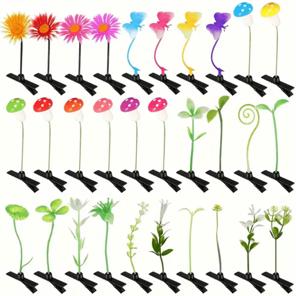 20 peças/10 peças Conjunto Aleatório de Presilhas de Cabelo com Design Encantador de Plantas Mistas e Borboletas, Perfeito para Mulheres e Meninas - Ideal para Escola, Festas em Casa, Presentes de Natal e Páscoa - Presilhas de Garra, Clipes de Cabelo Barrettes