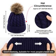 Mũ len mùa đông thêu tùy chỉnh, Tên/Biểu tượng thêu cá nhân, Mũ len Pom Pom, Quà tặng Giáng sinh - Màu xanh hải quân - Xem 5