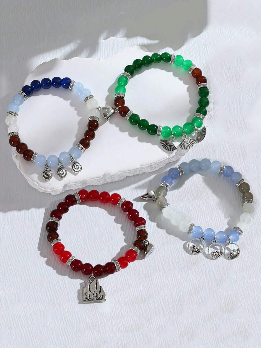 Conjunto de 2 pulseras para parejas de cosplay de anime para mujer y hombre, mejor amigo - Multicolor - Ver 1