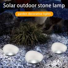 1pc Solar Buried Light With Pebbles For Home Garden Lawn, Pathway Lights, Solar Stone Lights - White - View 3