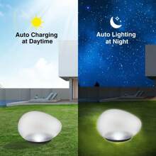 1pc Solar Buried Light With Pebbles For Home Garden Lawn, Pathway Lights, Solar Stone Lights - White - View 4