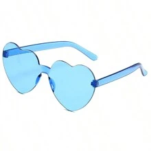 1pc Women's Heart Shaped Jelly Color Frameless Colorful Glasses, Suitable For Unique Party, Christmas Wear