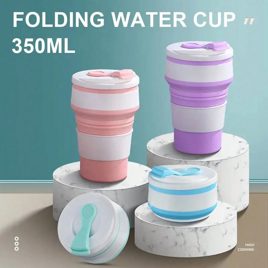1入摺疊矽膠杯 - 耐高溫，可擴展的便攜式戶外學生旅行水杯 - 適用於露營和旅行的完美選擇 - 便攜折疊水杯 - 查看 1
