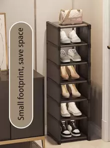 1pc Black/White Multi-Tier Shoe Rack For Home Use, With Dust-Proof Shoe Box, Indoor Household Large Capacity Shoe Cabinet - Black - View 3