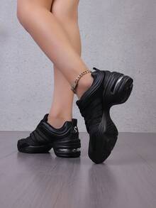 Giày khiêu vũ lưới đế mềm mùa mới dành cho nữ, thích hợp cho khiêu vũ vuông, giày khiêu vũ hiện đại thể thao thoáng khí dành cho người lớn dành cho nữ - màu đen - Xem 5