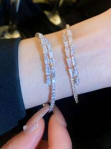 Một chiếc vòng tay Cubic Zirconia hình nơ hở ngày lễ tình nhân, mẹ, mẹ, ngày của mẹ, quà tặng - nơ - Xem 11