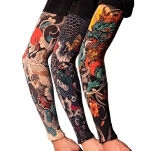 適用於夏季戶外旅行，騎行，運動和海灘活動的防曬紋身風格手臂保護袖套，具有貼身設計/涼爽感覺/透氣不悶熱，防UV