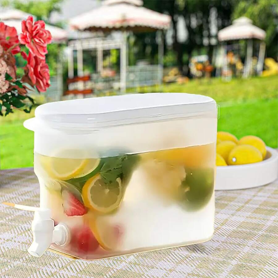 1pc Summer Refrigerator Water Dispenser With Tap, For Beverage Containers Like Water Jug, Fruit Tea Pitcher Or Lemon Water Barrel, 3.5L-5L - White - View 1