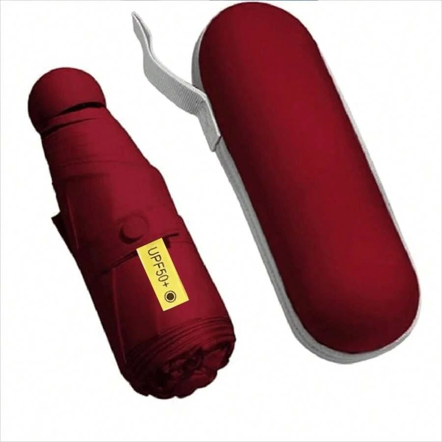 Paraguas De Cápsula Portátil Ultraligero Y Compacto Con Protección Uv - Rojo - Ver 1