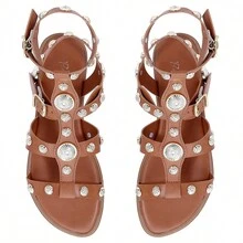 Women Flat Sandals - 棕色 - 查看 4