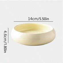 1入米色圓形陶瓷寵物碗，貓狗食餐碗，飲水碗，雙層防護頸碗，寵物用品
