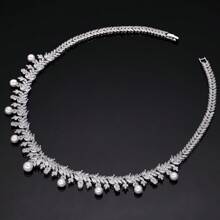 Elegant Pearls Cubic Zirconia 4pcs Necklace Sets For Women Dubai Wedding Jewelry Set Bridal Accessories