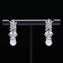 Elegant Pearls Cubic Zirconia 4pcs Necklace Sets For Women Dubai Wedding Jewelry Set Bridal Accessories