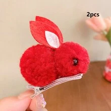 2 szt. Damskie śliczne pluszowe spinki do włosów z kreskówkowym królikiem do grzywki, ozdoby, akcesoria do włosów, spinki do włosów