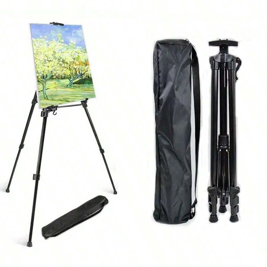Artist Easel Stand With Bubble Spirit Level And Crank Handle, Portable