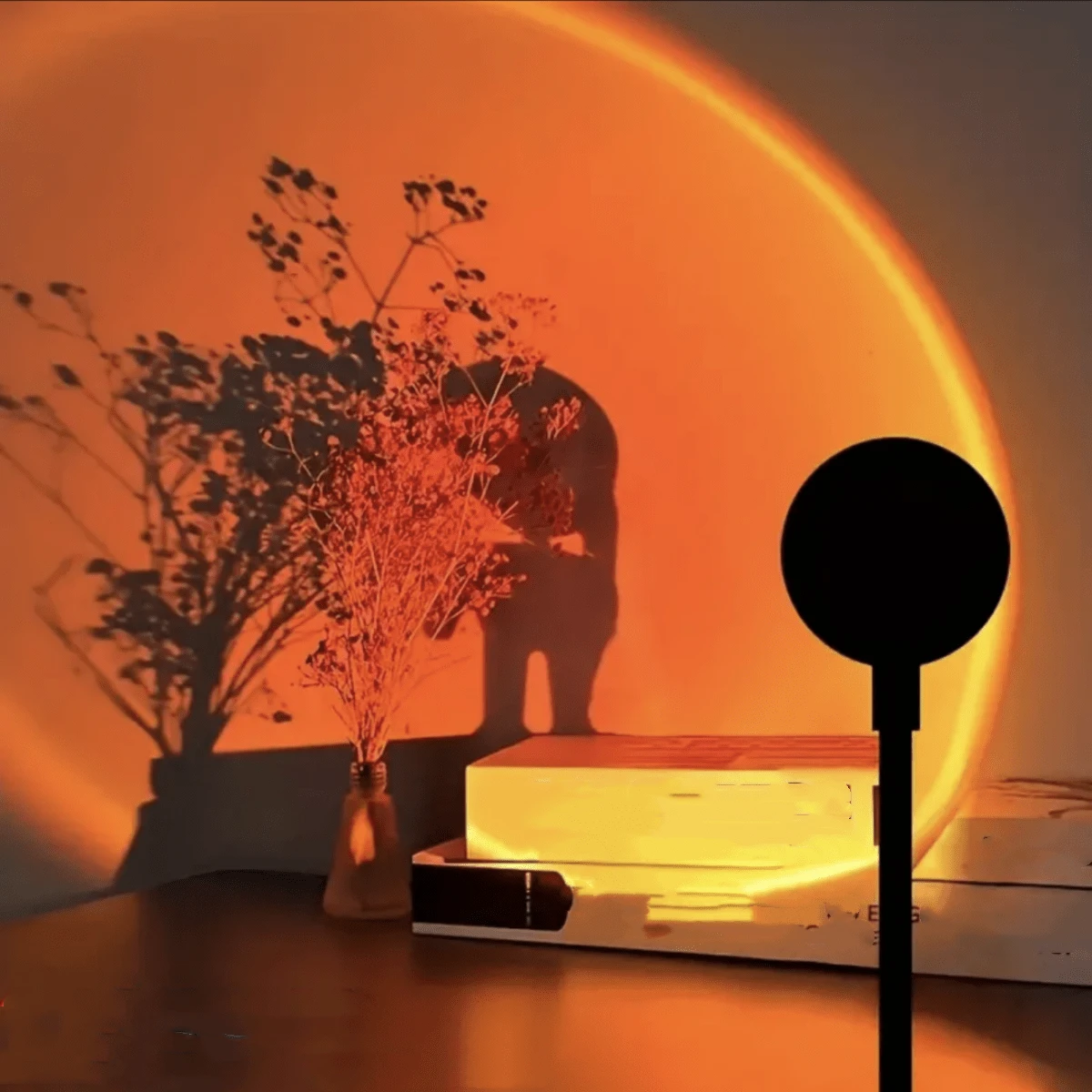 1pc Black USB Photography Lamp With Sunset Red Light, Suitable For Shooting And Festival Ambience