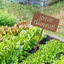 1入組「夯土成長」有趣花園告示牌，金屬支柱裝飾，滑稽戶外裝飾增添植物愛好者情趣，園藝禮品（花園金屬告示牌體積不大，請在購買前查看尺寸） - 棕色 - 查看 4