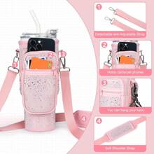 1pc High-Capacity Diving Material 40oz Insulated Cup Sleeve With Rhinestone Decoration, Adjustable Multi-Functional Cup Sleeve For Outdoor Activities Water Bottle