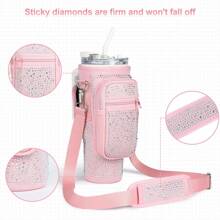 1pc High-Capacity Diving Material 40oz Insulated Cup Sleeve With Rhinestone Decoration, Adjustable Multi-Functional Cup Sleeve For Outdoor Activities Water Bottle