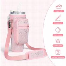 1pc High-Capacity Diving Material 40oz Insulated Cup Sleeve With Rhinestone Decoration, Adjustable Multi-Functional Cup Sleeve For Outdoor Activities Water Bottle