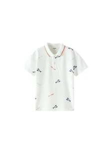Annil Camisa de manga corta de punto con cuello para niños, polo de verano casual y versátil - Blanco - Ver 5