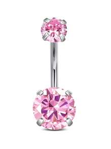 CIZME 1 件 14G 肚脐环不锈钢圆形方晶锆石肚脐杠铃耳钉身体穿孔，14G 肚脐环不锈钢圆形方晶锆石肚脐杠铃肚脐环女士 6/8/10/12 毫米 - Cubic Zirconia - 查看 14