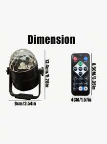 1 pièce Boule magique à LED avec télécommande USB, Mini boule magique à cristaux, Lumière de scène à 7 couleurs activée par le son, Lumière de scène KTV - Noir - Voir 7