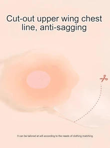 2 件可重复使用的硅胶乳房花瓣，隐形乳沟增强胸罩，适用于露背无肩带连衣裙、新娘婚礼胸罩、提升小胸部、夏季防汗乳头贴、运动插入物 - 杏色 - 查看 8