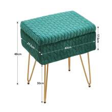 LIVINGANDHOME Living And Home Rectangle Upholstered Storage Beige /Green Ottoman  Padded Vanity Stool Storage Seat Box Makeup Vanity Chair