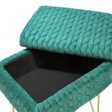 LIVINGANDHOME Living And Home Rectangle Upholstered Storage Beige /Green Ottoman  Padded Vanity Stool Storage Seat Box Makeup Vanity Chair