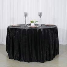1pc Gold Sequin Glitter Table Cloth, Circular Glistening Draping Table Cloth Suitable For Wedding, Party, Cake Table, Holiday Events