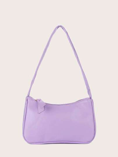 1pc Simple And Fashionable PU Fabric Bag In Solid Color