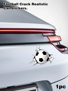 1pc 3D Football Crack Sticker, Car Accessories - Football Stickers - View 2
