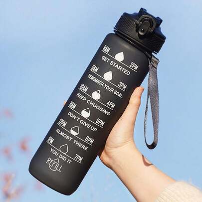 1pc 1000ml New Summer Large Capacity Sports Plastic Water Bottle, Outdoor Shatterproof Portable Space Cup, Student Fitness Water Bottle