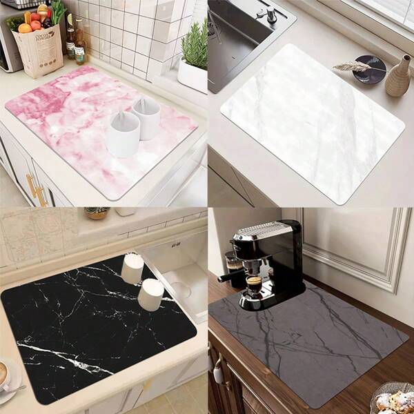 1pc Stone Dish Drying Mat For Kitchen Counter, Absorbent Heat Resistant Diatomaceous Earth Sink Tray Mat For Dish Bottles Cups & Pet Bowl