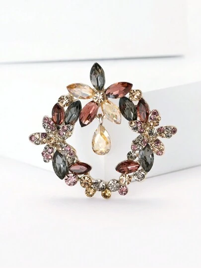 1 st Fashionabla strass blomkransformad brosch för kvinnors dagliga klädsel Alla hjärtans dag, mamma, mor, mors dag, present