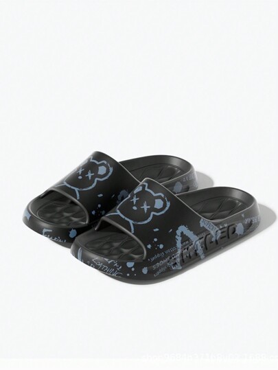 Men's Slippers, Casual Non-Slip Slippers, Open Toe Soft Sole Comfortable Slippers, Suitable For Indoor And Outdoor Beach Shower