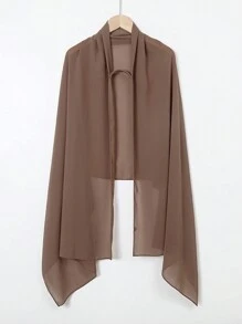 1 件女士纯色雪纺头巾，弹性设计，舒适的阿巴亚配饰和透气围巾，适合日常佩戴的女士面纱 - 鬆緊雪紡頭巾 - 查看 11