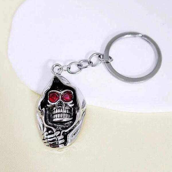 1 pieza Llavero de coche de metal con diseño vintage de calavera, llavero creativo para bolsos regalo para amigos y familiares