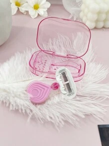 1pc Girls' Plastic Manual Razor With Storage Box, Suitable For Shaving Underarm, Legs And Facial Hair - Pink - View 12