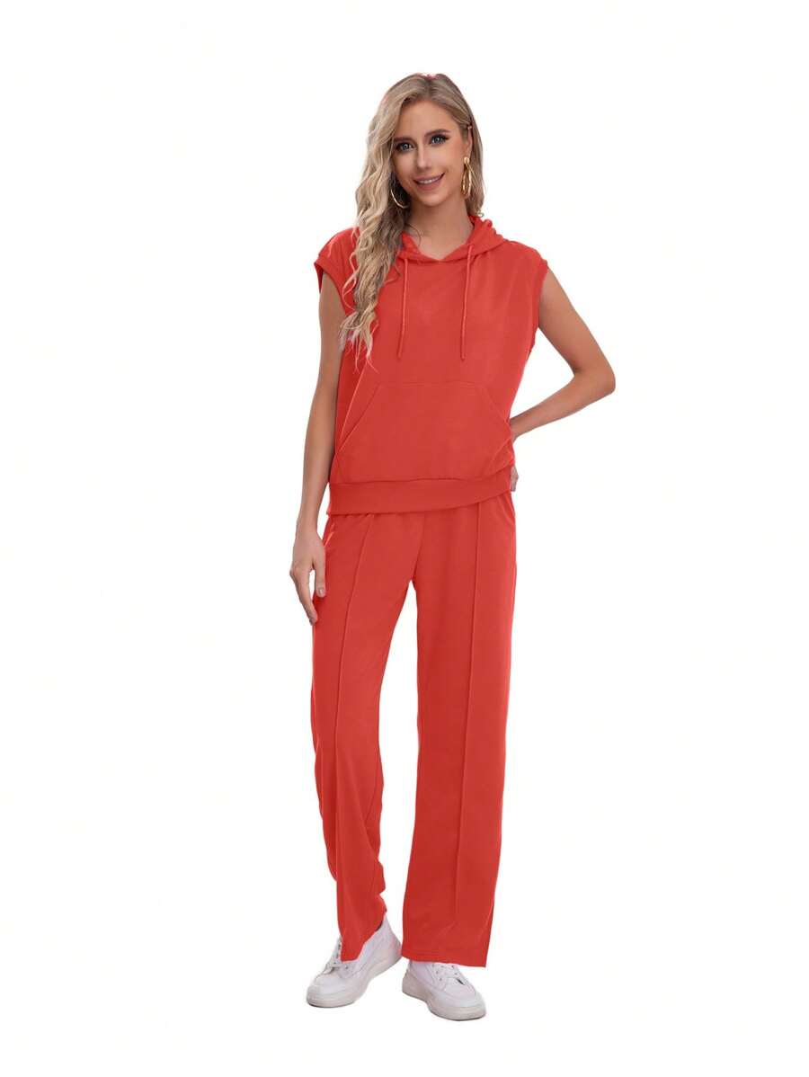 Conjunto Deportivo de Pants con Chaleco Unicolor - Rojo - Ver 1