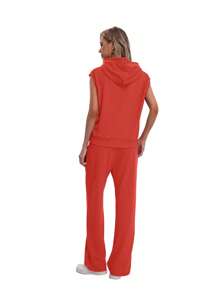 Conjunto Deportivo de Pants con Chaleco Unicolor - Rojo - Ver 2