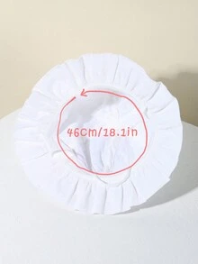 1pc Baby Solid Color Floral Decor Bucket Hat, Suitable For Daily Wear - White - View 3