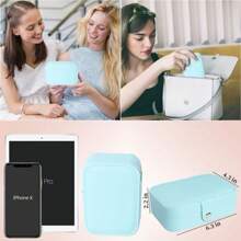 Caja de almacenamiento de joyas,Joyero Portátil Caja de Joyería Pequeña Organizador Pulseras, Collares, Anillos, Pendientes - Azul menta - Ver 2