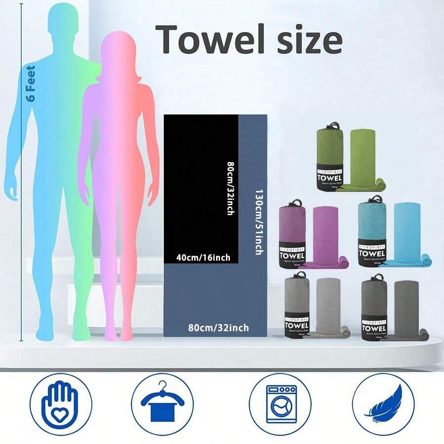 1 Pc Sports Travel Towel Premium Microfiber Towel Fast Drying Soft