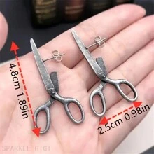 1 Paire De Boucles D'oreilles À La Mode En Forme De Ciseaux Vintage Pour Femmes, Cadeau Unique, Créatif Et Personnalisé Pour Les Festivals